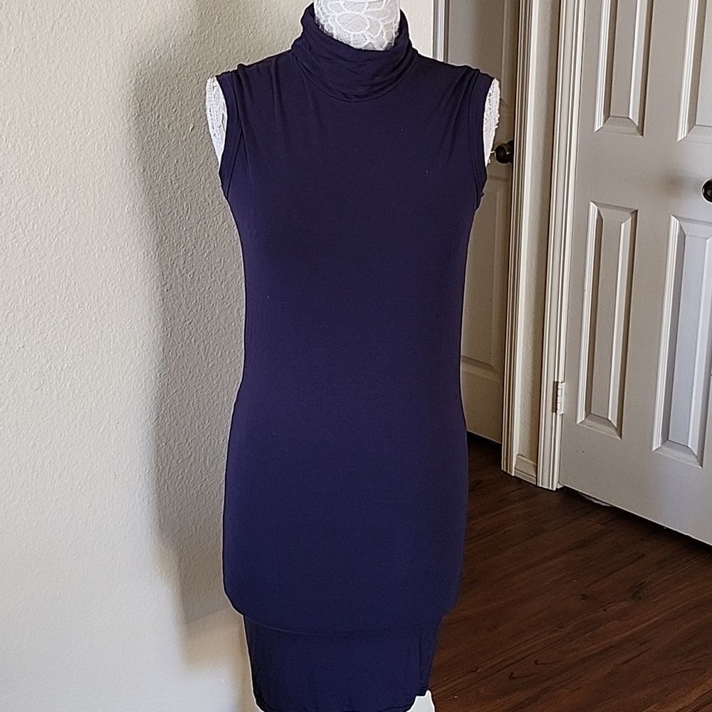 Travis Taddeo Bodycon Classic Chic Sexy Cindy Mock Turtleneck Dress Size Medium